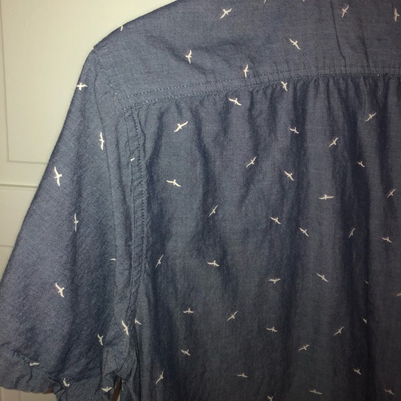 Denim/Flower Med Blue-Gray Short Sleeve Button Up - Picture 5 of 5